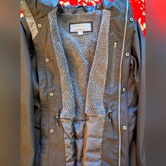 Eddie Bauer Weatheredge Men's Black Hooded Raincoat Hip-Length - Picture 7 of 12